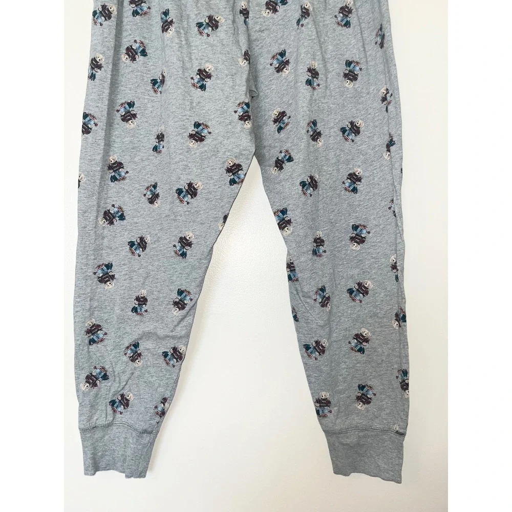 Polo Ralph Lauren Mens Polo Bear All Over Print‎ Jogger Pajama Pants Gray Large